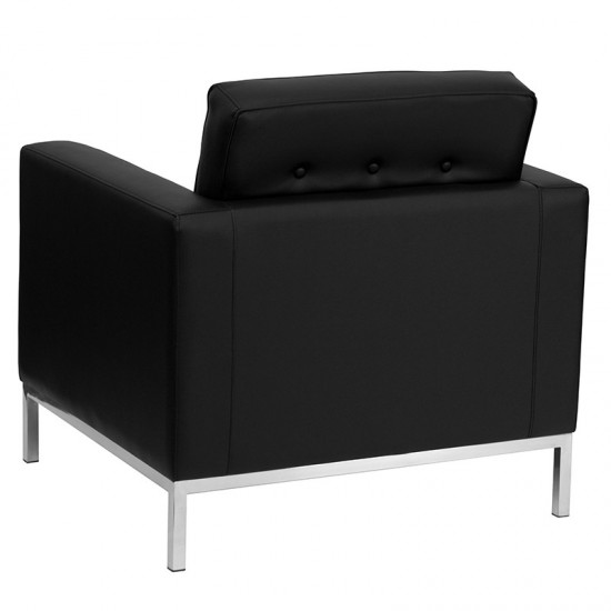 HERCULES Lacey Series Contemporary Black LeatherSoft Chair with Stainless Steel Frame