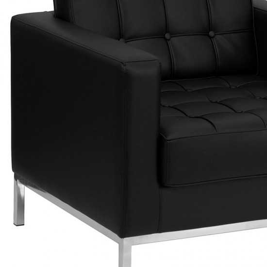 HERCULES Lacey Series Contemporary Black LeatherSoft Chair with Stainless Steel Frame