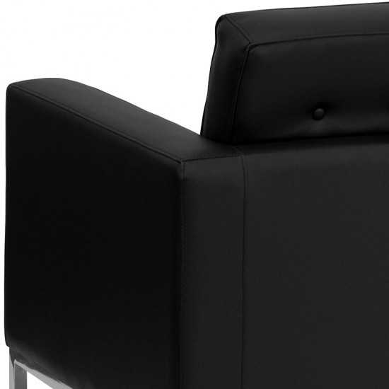 HERCULES Lacey Series Contemporary Black LeatherSoft Chair with Stainless Steel Frame