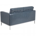 HERCULES Lacey Series Contemporary Gray LeatherSoft Loveseat with Stainless Steel Frame