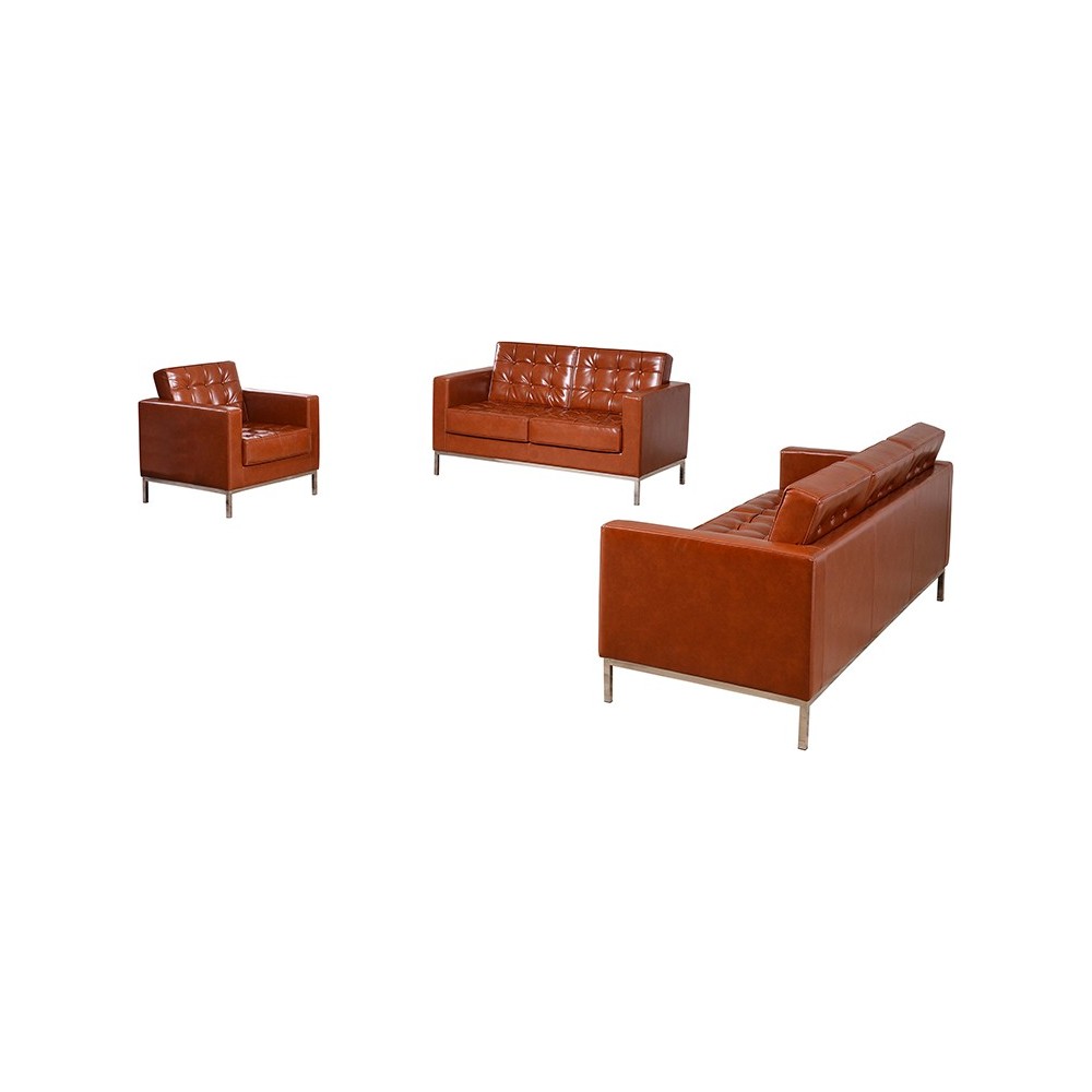 HERCULES Lacey Series Reception Set in Cognac LeatherSoft HERCULES Lacey Series Reception Set in Cognac LeatherSoft