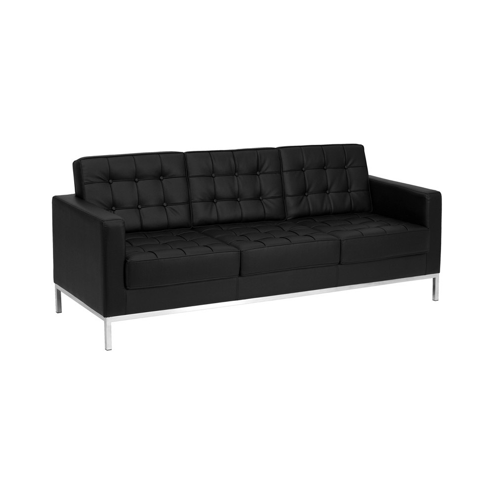 HERCULES Lacey Series Contemporary Black LeatherSoft Sofa with Stainless Steel Frame