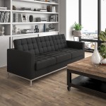 HERCULES Lacey Series Contemporary Black LeatherSoft Sofa with Stainless Steel Frame