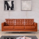 HERCULES Lacey Series Contemporary Cognac LeatherSoft Sofa with Stainless Steel Frame