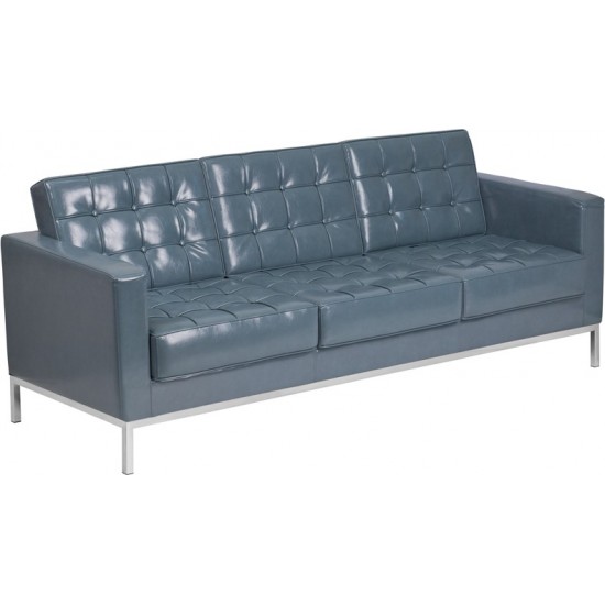 HERCULES Lacey Series Contemporary Gray LeatherSoft Sofa with Stainless Steel Frame