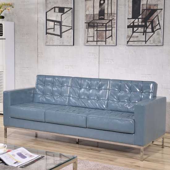 HERCULES Lacey Series Contemporary Gray LeatherSoft Sofa with Stainless Steel Frame