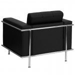 Contemporary Black LeatherSoft Chair with Encasing Frame