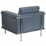 Contemporary Gray LeatherSoft Chair with Encasing Frame