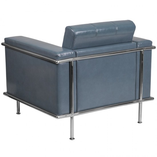 Contemporary Gray LeatherSoft Chair with Encasing Frame