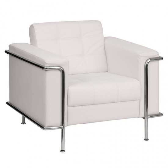 Contemporary Melrose White LeatherSoft Chair with Encasing Frame