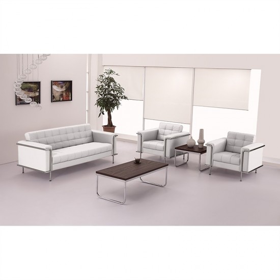 Contemporary Melrose White LeatherSoft Chair with Encasing Frame