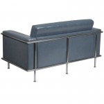 Contemporary Gray LeatherSoft Loveseat with Encasing Frame