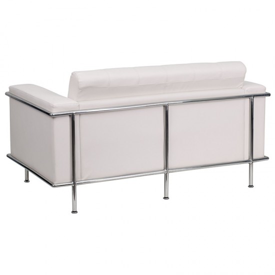 Contemporary Melrose White LeatherSoft Loveseat with Encasing Frame