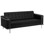 Contemporary Black LeatherSoft Sofa with Encasing Frame