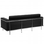 Contemporary Black LeatherSoft Sofa with Encasing Frame