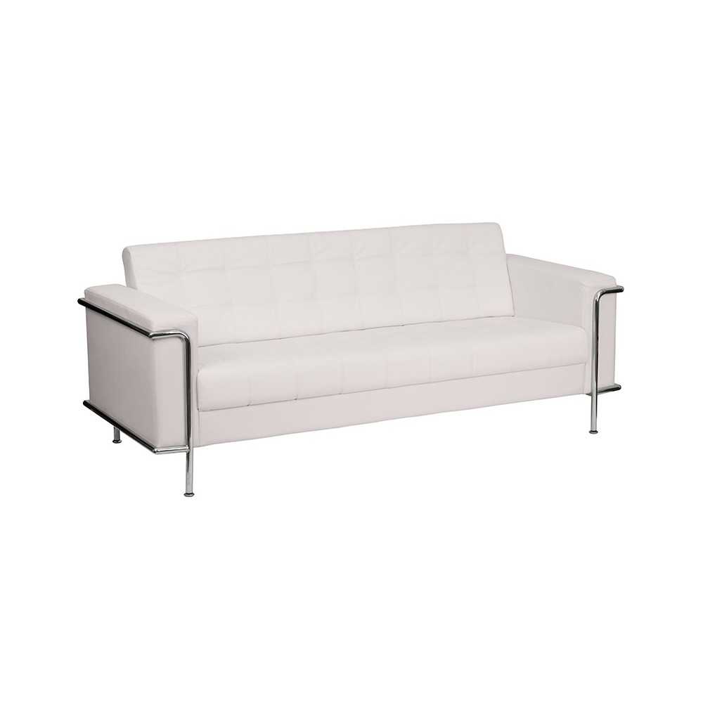 Contemporary Melrose White LeatherSoft Sofa with Encasing Frame