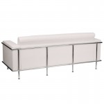 Contemporary Melrose White LeatherSoft Sofa with Encasing Frame