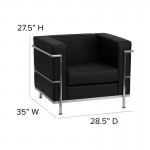 Contemporary Black LeatherSoft Chair with Encasing Frame