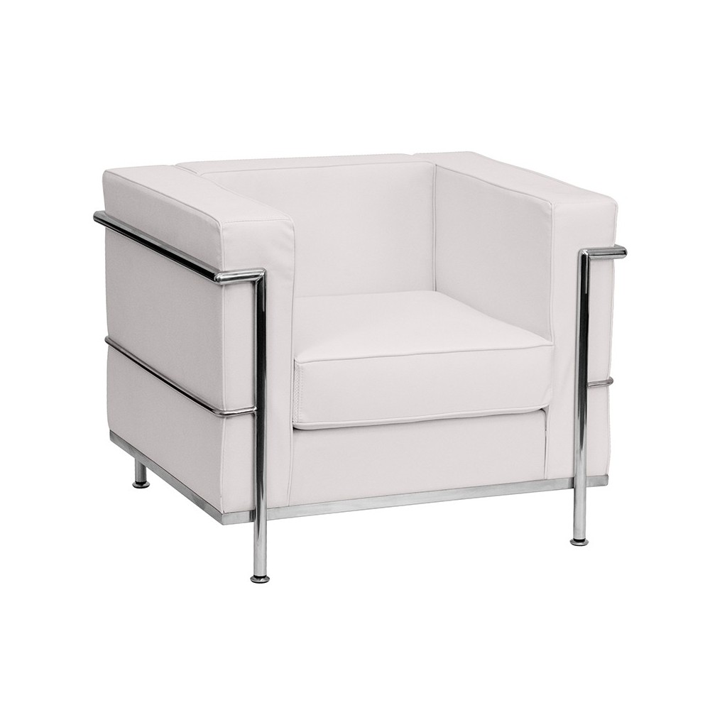 Contemporary Melrose White LeatherSoft Chair with Encasing Frame