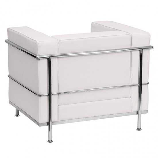 Contemporary Melrose White LeatherSoft Chair with Encasing Frame