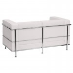 Contemporary Melrose White LeatherSoft Loveseat with Encasing Frame