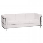 Contemporary Melrose White LeatherSoft Sofa with Encasing Frame