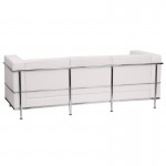 Contemporary Melrose White LeatherSoft Sofa with Encasing Frame