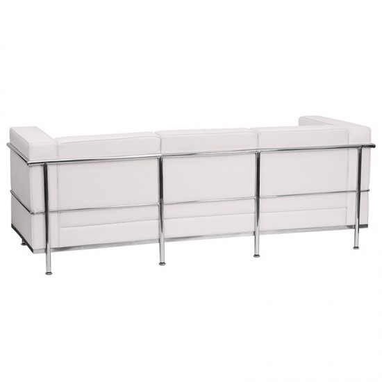 Contemporary Melrose White LeatherSoft Sofa with Encasing Frame