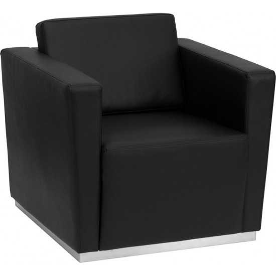 HERCULES Trinity Series Contemporary Black LeatherSoft Chair with Stainless Steel Base