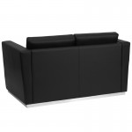 HERCULES Trinity Series Contemporary Black LeatherSoft Loveseat with Stainless Steel Base