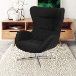 Black Fabric Swivel Wing Chair