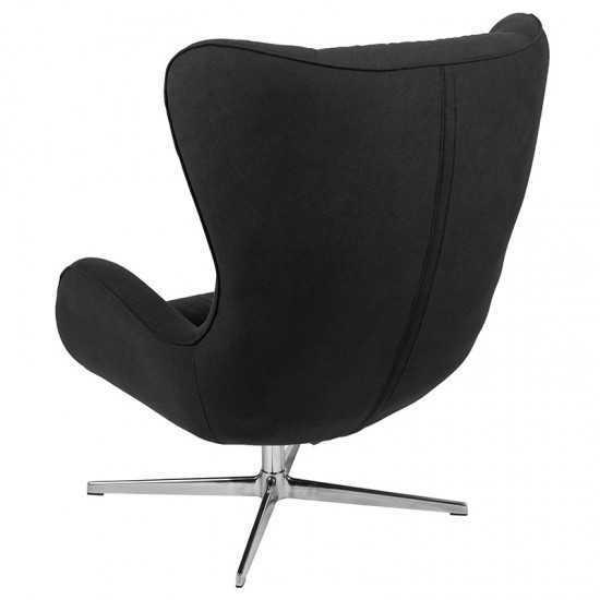 Black Fabric Swivel Wing Chair