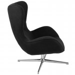 Black Fabric Swivel Wing Chair