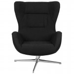 Black Fabric Swivel Wing Chair