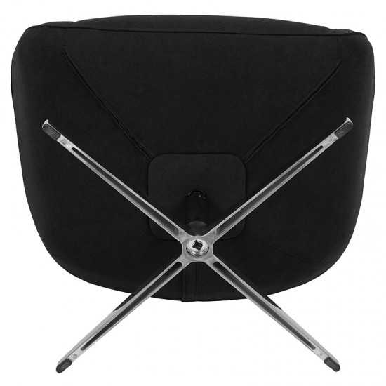 Black Fabric Swivel Wing Chair