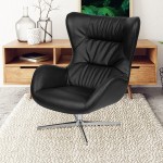 Black LeatherSoft Swivel Wing Chair