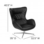 Black LeatherSoft Swivel Wing Chair