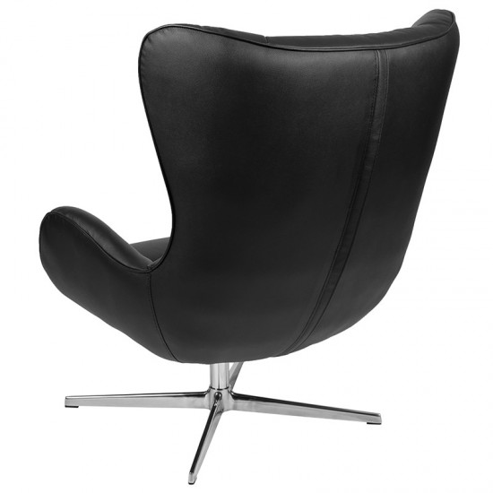 Black LeatherSoft Swivel Wing Chair