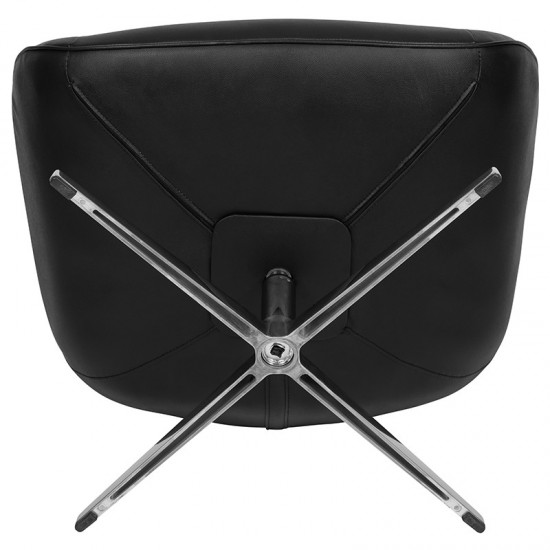 Black LeatherSoft Swivel Wing Chair