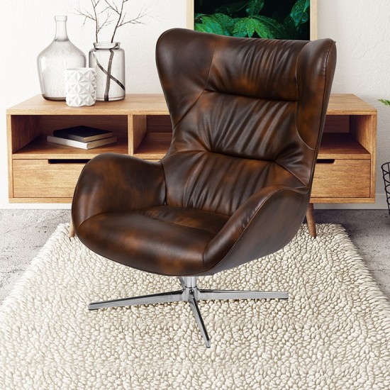 Bomber Jacket LeatherSoft Swivel Wing Chair