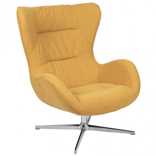 Citron Fabric Swivel Wing Chair