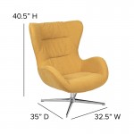 Citron Fabric Swivel Wing Chair