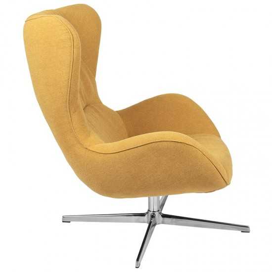 Citron Fabric Swivel Wing Chair