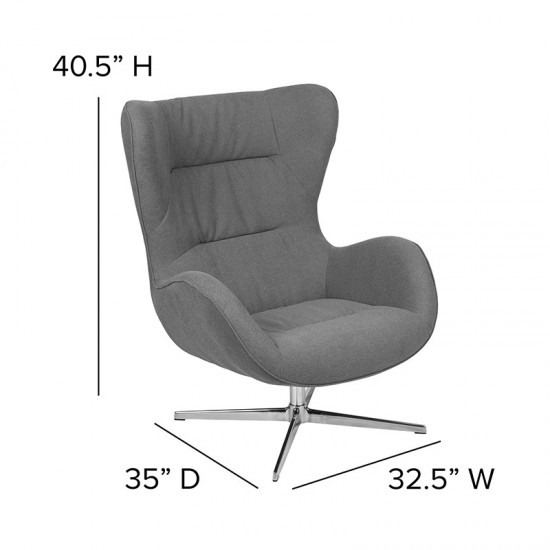 Gray Fabric Swivel Wing Chair