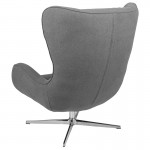 Gray Fabric Swivel Wing Chair