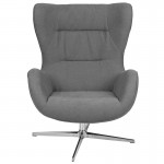 Gray Fabric Swivel Wing Chair