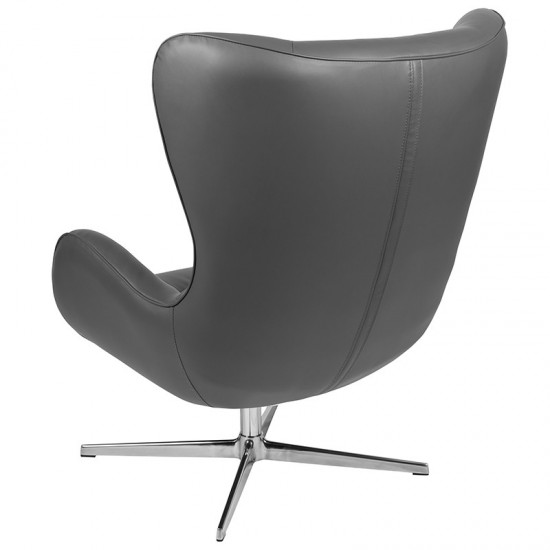 Gray LeatherSoft Swivel Wing Chair