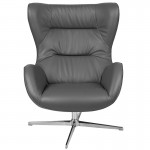 Gray LeatherSoft Swivel Wing Chair