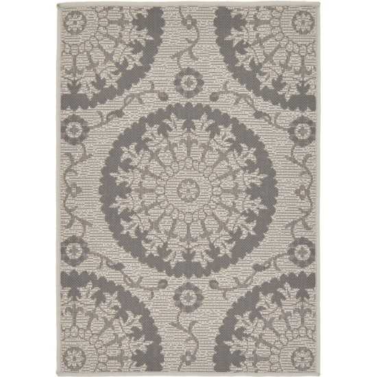 Rug Unique Loom Outdoor Botanical Gray Rectangular 2' 2 x 3' 0