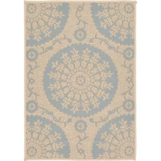 Rug Unique Loom Outdoor Botanical Light Blue Rectangular 2' 2 x 3' 0